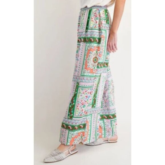 Easel Scarf Wide Leg Pull On Elastic Waist Boho Pants Size Medium NWT - Picture 3 of 9